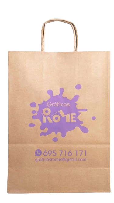 Bolsa de cartón con nuestro logo hecho por sublimación